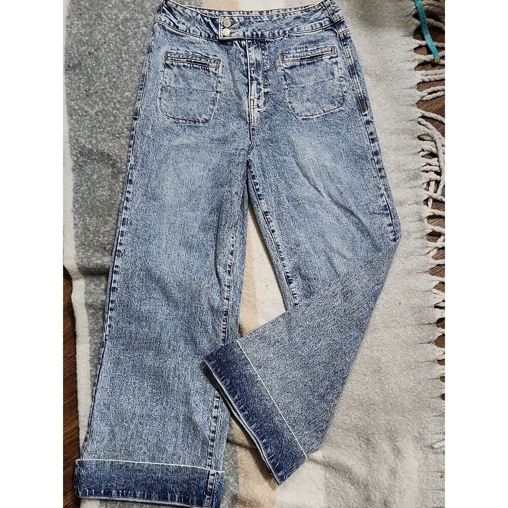 Habitual Shay High Rise Wide Leg Acid Wash Cuffed Jeans Size 10 / 30 Y2K Style